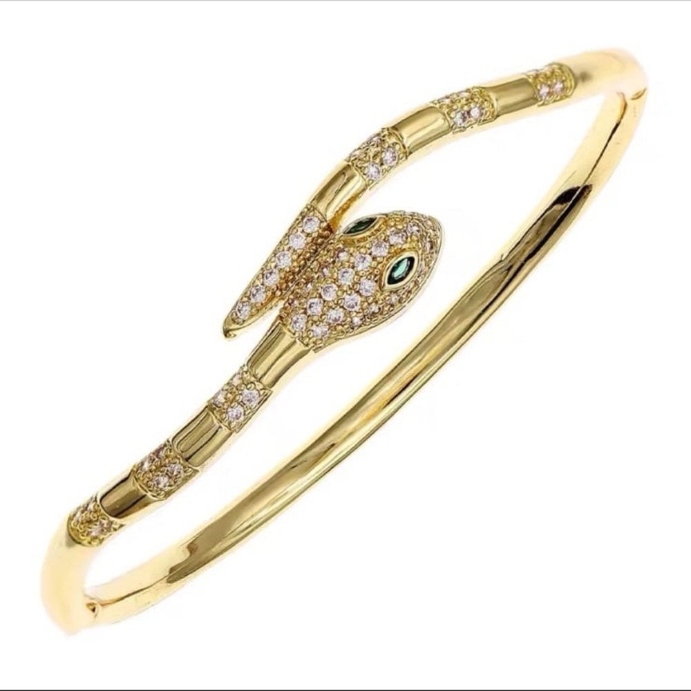 Gold plated snake bracelet with Swarovski elements